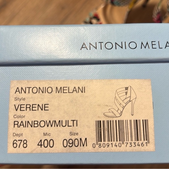 Antonio Melani Rainbow Snakeskin Strappy Stiletto Heels Size 9 New In Box - Picture 8 of 8